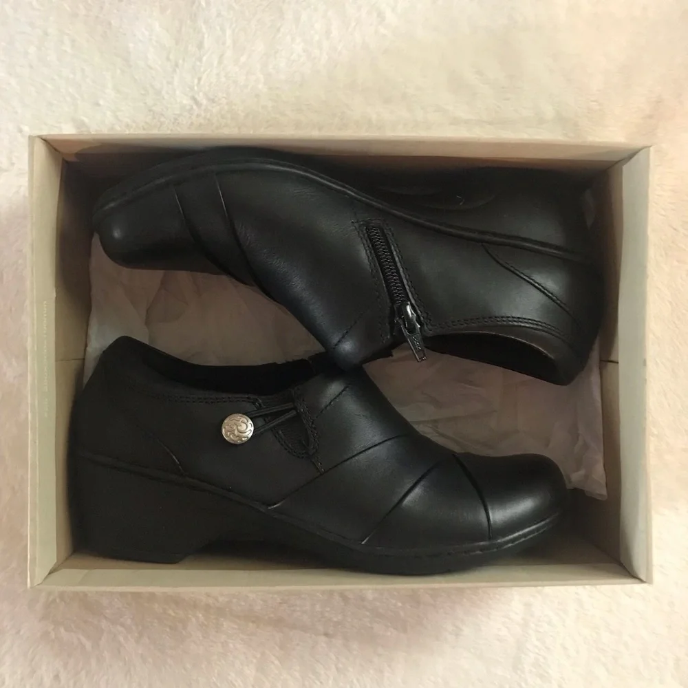 Clarks Channing Ann Black Leather Slip-On Shoe - Picture 5 of 16